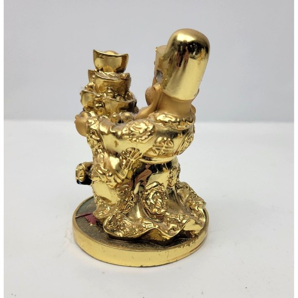Gold Plated Feng Shui Chai Shen Ye Statue God of Wealth Fortune Good Luck 3.25" - Picture 6 of 14